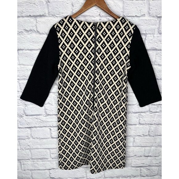 MAEVE Women's Black Cream Geometric Print Shift Dress Small - Picture 6 of 6